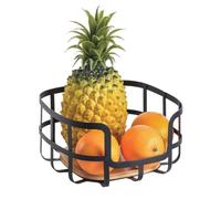 MSV Corbeille à fruits Design industriel Bambou & Acier ELIE Noir mat