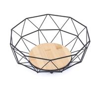 MSV Corbeille à fruits Design industriel Bois & Acier ELIE Noir mat