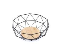 MSV Corbeille à Fruits Design Industriel Bois & Acier Elie Noir Mat