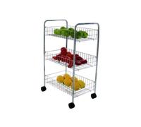 MSV Desserte de Cuisine avec 3 Niveaux 62x40x26cm en Acier chromé, Argent, 62x40x26 cm