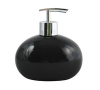 MSV - Distributeur de Savon Céramique Java - Design Élégant - Ø 8 x 18 cm - Capacité 300 ML - Noir - Idéal pour Salle de Bain et Cuisine - Facile à Nettoyer
