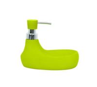 MSV - Distributeur de Savon & Porte Éponge Céramique Modèle Marbella - Vert Anis - Pratique pour Cuisine - Revêtement Soft Touch - Design Élégant et Fonctionnel