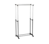 MSV Double Portant à vêtements Extensible 95-160cm INOX Noir