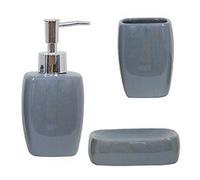 Msv Ensemble 3 Accessoires De Salle De Bain C?Ramique Classic Gris
