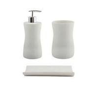 MSV ensemble 3 accessoires de salle de bain C?ramique PALMA Blanc