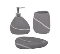 MSV Ensemble 3 Accessoires de Salle de Bain Céramique Zen Gris