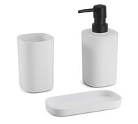 MSV France – Ensemble 3 accessoires salle de bain Lona – Design épuré – Blanc – Taille standard
