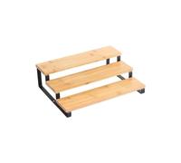 etagère à épices 3 niveaux design industriel bambou & acier elie noir mat
