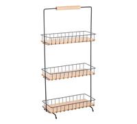 MSV Etagère à Poser 3 étages Design Industriel Bois & Acier Elie Noir Mat