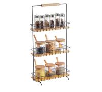 MSV Etagère à Poser 3 étages Design Industriel Bois & Acier Elie Noir Mat
