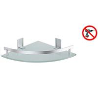 MSV Etagère d'angle de douche à fixer TABARCA Alu & Verre Satiné