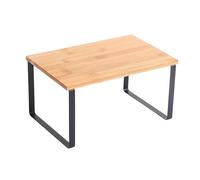 MSV Etagère Support de Cuisine sur Pied Design Industriel Bambou & Acier Elie Noir Mat