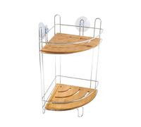 MSV Etagère de Douche d'angle à ventouses en Bambou