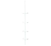 MSV Étagère de douche d'angle auto-portée télescopique sans perçage 4 tablettes 135–260 cm blanc