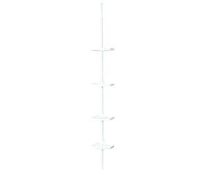 MSV - Étagère de Douche d'angle Auto-portée - 4 Tablettes - Grande Extensibilité 135-260 cm - Blanc - Télescopique sans Perçage - Rangement Flexible pour Salle de Bain