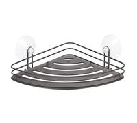 MSV Etagère Panier d'angle de Douche à ventouses KERY Acier Noir Mat