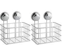 MSV Etagère Panier de Douche à ventouses Acier Chromé (Lot de 2)