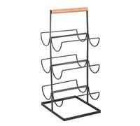 MSV Etagère Range Bouteilles Design Industriel Bois & Acier Elie Noir Mat
