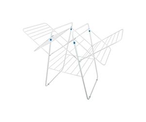 MSV - Étendoir à Linge Accordéon Extensible - Acier Robuste - Jusqu'à 33m - Blanc - Séchage Pratique - Repliable pour Gain de Place - Utilisation Intérieure et Extérieure