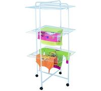 MSV - Étendoir Tour 3 Niveaux 23M en Acier Blanc, Dimensions 63x63x135cm, Capacité de Séchage Élevée, Robuste et Durable, Idéal pour Vêtements, Tapis et Plus