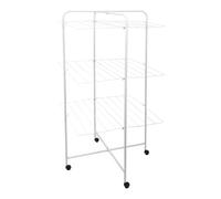 MSV - Étendoir Tour 3 Niveaux - Acier Blanc - Capacité Séchage 23M - Dimensions 63x63x135cm - Robuste et Polyvalent - pour Vêtements et Tapis - Usage Optimisé Petits Espaces