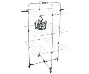 MSV - Étendoir Tour 3 Niveaux Large - Acier Blanc avec Panier - Capacité Séchage 30M - Dimensions 70x60x137cm - Robuste et Polyvalent - pour Vêtements - Économie d'Espace