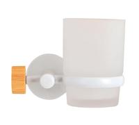 MSV Gobelet à Fixer Acier & Bambou IANA Blanc Mat