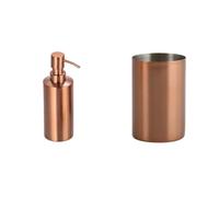 MSV - Gobelet Hans Cuivré + Distributeur de Savon Hans Cuivré | Inox, ensemble coordonné cuivré, salle de bain, design moderne, entretien facile