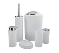 MSV - Lot d'accessoires salle de bains Hannah - 6 pièces PP durable - Blanc