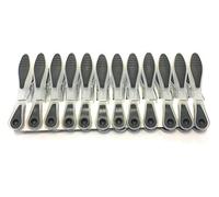 MSV Lot de 12 Pinces à Linge Bi Matiere Gris