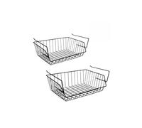MSV Lot de 2 paniers de Rangement sous étagère 40x27x17,5cm en Acier Noir Mat