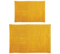 MSV Lot de 2 Tapis de Bain Chenille 40 x 60 cm + 60 x 90 cm, Jaune