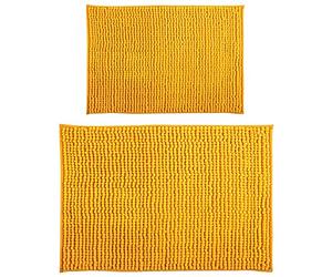 MSV Lot de 2 Tapis de Bain Chenille 40 x 60 cm + 60 x 90 cm, Jaune