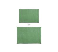 MSV - Lot de 2 Tapis de Bain Microfibre Chenille - Poils Longs Anti-dérapant - 40 x 60 cm & 60 x 90 cm - Vert Basil - Lavable en Machine - Boucle d'Accrochage Pratique - Confort et Hygiène Optimisés