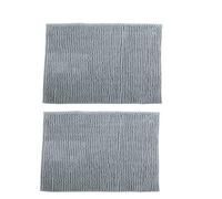 MSV - Lot de 2 Tapis de Bain Microfibre Chenille - Poils Longs Anti-dérapant - Lavable en Machine - Boucle d'Accrochage Pratique - Confort et Hygiène Optimisés - Gris Clair - 50x80 cm
