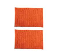 MSV - Lot de 2 Tapis de Bain Microfibre Chenille - Poils Longs Anti-dérapant - Lavable en Machine - Boucle d'Accrochage Pratique - Confort et Hygiène Optimisés - Orange - 40x60 cm