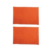 MSV - Lot de 2 Tapis de Bain Microfibre Chenille - Poils Longs et Doux - Antidérapant SEBS - Lavable en Machine 30° - Boucle d'Accrochage - 40 x 60cm - Orange