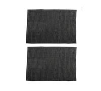 MSV - Lot de 2 Tapis de Bain Microfibre Chenille - Poils Longs et Doux - Antidérapant SEBS - Lavable en Machine 30° - Boucle d'Accrochage - 40 x 60cm - Gris Foncé