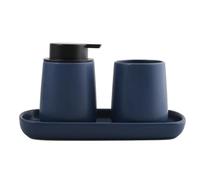 MSV Lot de 3 Accessoires de Salle de Bain en céramique MAONIE Bleu foncé Mat