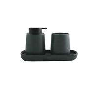 MSV Lot de 3 Accessoires de Salle de Bain en céramique MAONIE Vert Foncé Mat