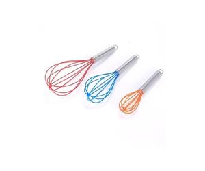 MSV Lot de 3 fouets de cuisine en Inox Rouge, Bleu & Orange