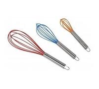 MSV Lot de 3 fouets de cuisine en Inox Rouge, Bleu & Orange