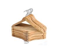 MSV - Lot de 36 Cintres en Bois Massif - Grande Solidité et Capacité de Charge, Côtés Courbés, Ne se Déforment Pas - Crochet Pivotant à 360° - 44 cm - Beige