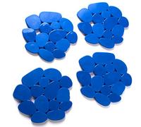 MSV Lot de 4 Tapis antiderapants de Douche ou Baignoire PVC Galets 12x13cm Bleu Marine