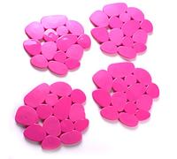 MSV Lot de 4 Tapis antiderapants de Douche ou Baignoire PVC Galets 12x13cm Fuschia