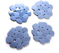 MSV Lot de 4 Tapis antiderapants de Douche ou Baignoire PVC Galets 12x13cm Gris