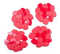 MSV Lot de 4 Tapis antiderapants de Douche ou Baignoire PVC Galets 12x13cm Rouge
