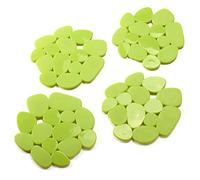 MSV Lot de 4 Tapis antiderapants de Douche ou Baignoire PVC Galets 12x13cm Vert Anis