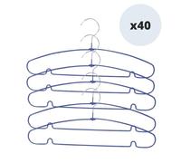 MSV - Lot de 40 Cintres en Acier Plastifié - Grande Solidité, Design antiglisse - Côtés Courbés, Ne se Déforment Pas - Tous Types de Vêtements - 40 cm - Violet