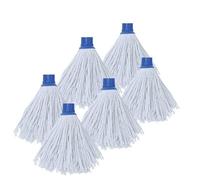 MSV Lot de 6 Franges à serpillière de Rechange en Coton 150gr Blanc